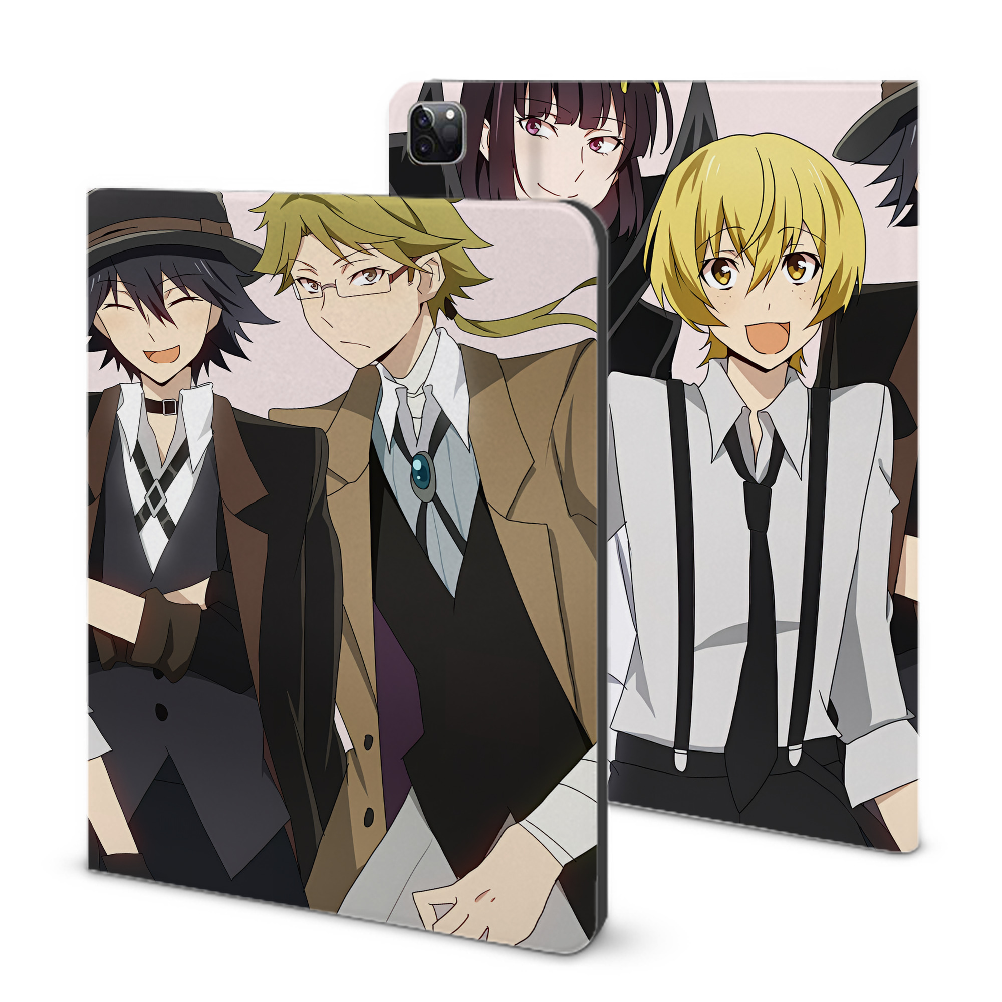 （画像用） 文豪ストレイドッグス Bungo Stray Dogs IPad ケース ブック型 PUレザー TPU 耐衝撃 軽量 薄型 ペン収納なし 全面保護 IPad 各モデル対応